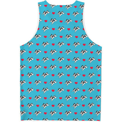 Love French Bulldog Pattern Print Men's Tank Top