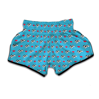 Love French Bulldog Pattern Print Muay Thai Boxing Shorts