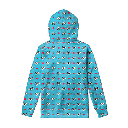 Love French Bulldog Pattern Print Pullover Hoodie