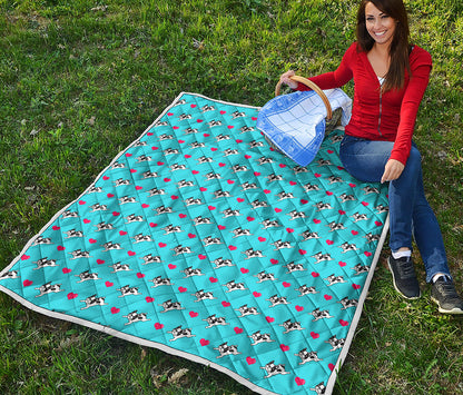 Love French Bulldog Pattern Print Quilt