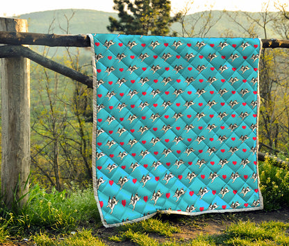 Love French Bulldog Pattern Print Quilt