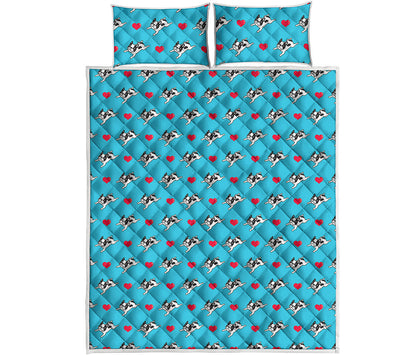 Love French Bulldog Pattern Print Quilt Bed Set
