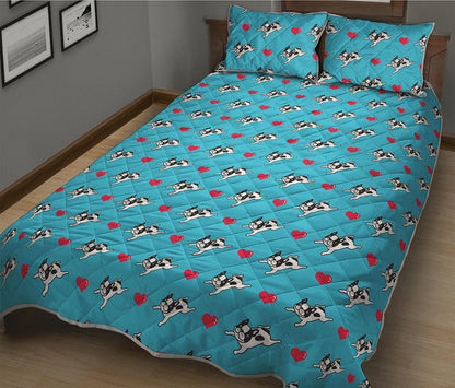 Love French Bulldog Pattern Print Quilt Bed Set