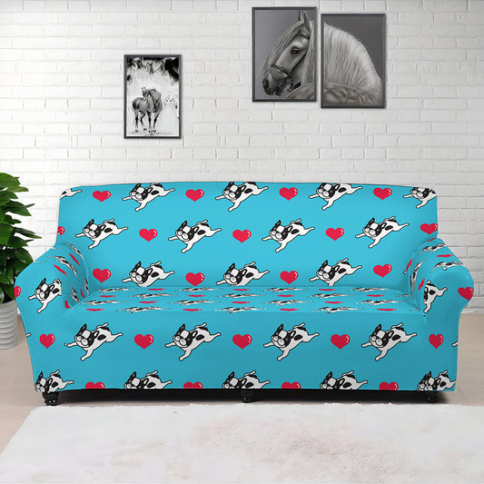 Love French Bulldog Pattern Print Sofa Cover