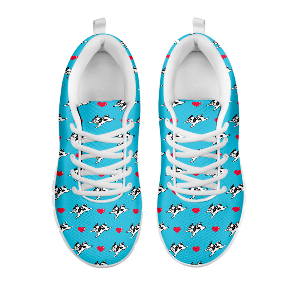 Love French Bulldog Pattern Print White Sneakers