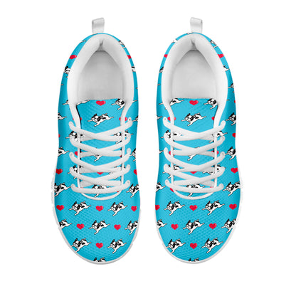 Love French Bulldog Pattern Print White Sneakers
