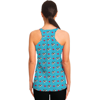 Love French Bulldog Pattern Print Women's Racerback Tank Top