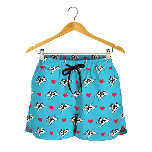 Love French Bulldog Pattern Print Women's Shorts