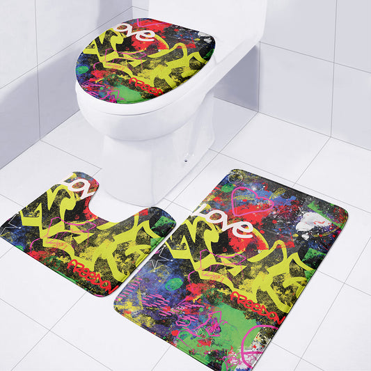 Love NYC Graffiti Print 3 Piece Bath Mat Set