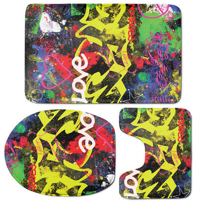 Love NYC Graffiti Print 3 Piece Bath Mat Set