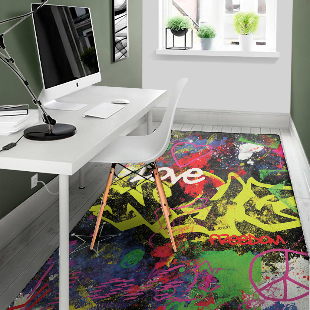 Love NYC Graffiti Print Area Rug