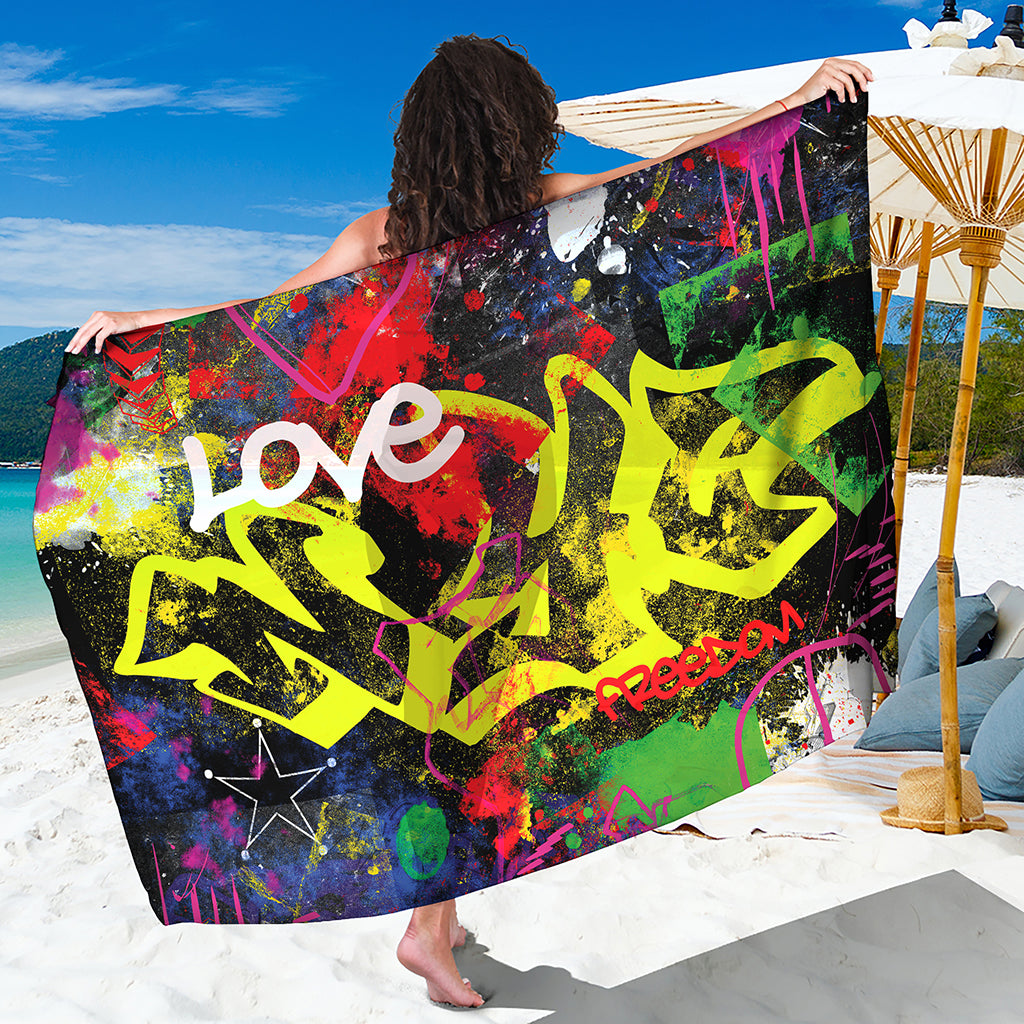 Love NYC Graffiti Print Beach Sarong Wrap