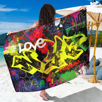Love NYC Graffiti Print Beach Sarong Wrap