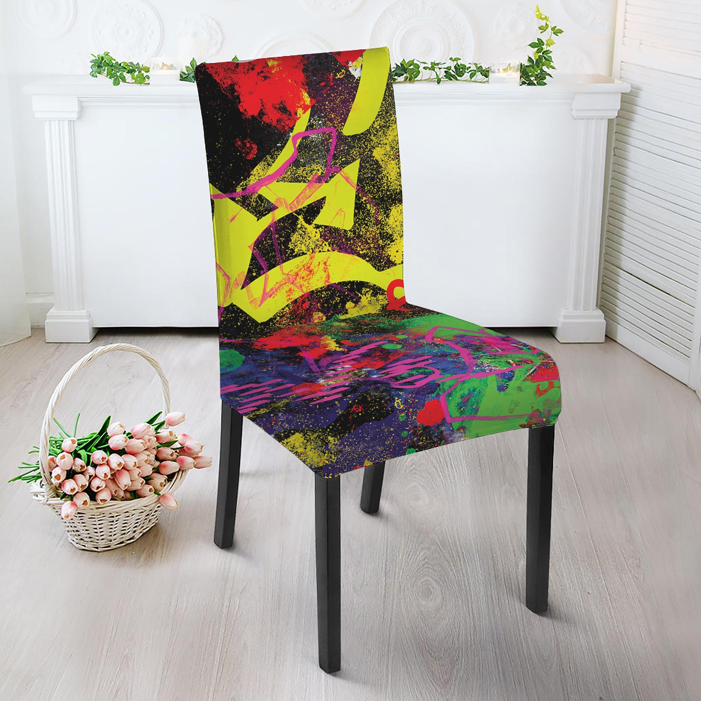 Love NYC Graffiti Print Dining Chair Slipcover