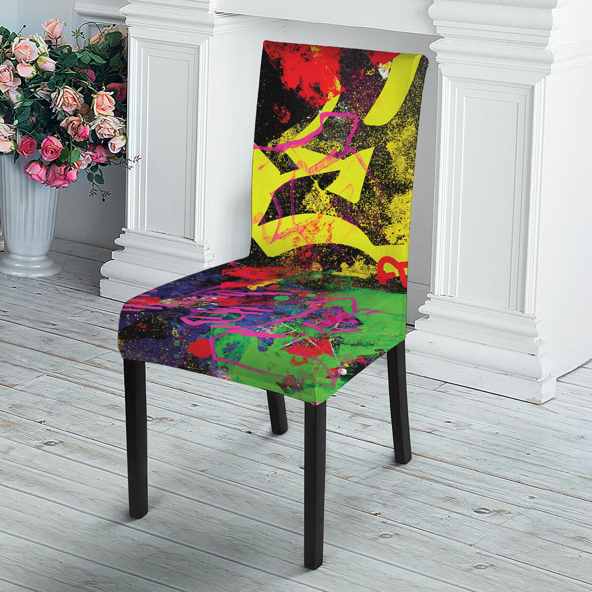 Love NYC Graffiti Print Dining Chair Slipcover