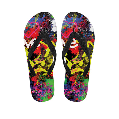Love NYC Graffiti Print Flip Flops