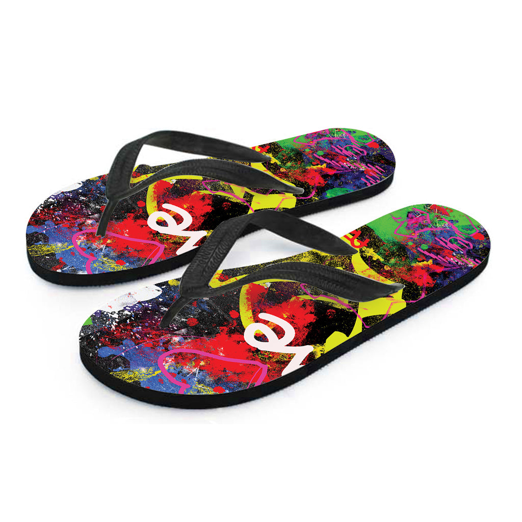 Love NYC Graffiti Print Flip Flops