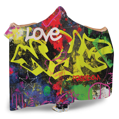 Love NYC Graffiti Print Hooded Blanket