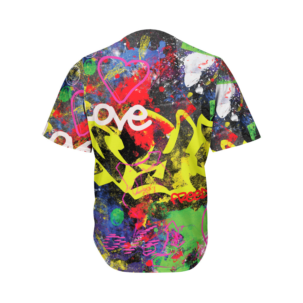 Love NYC Graffiti Print Men's Baseball Jersey