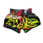 Love NYC Graffiti Print Muay Thai Boxing Shorts
