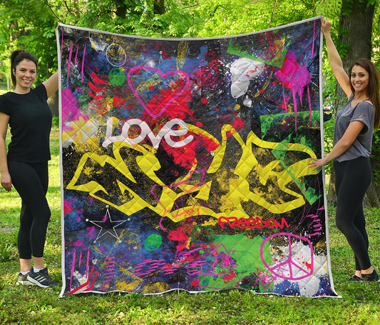 Love NYC Graffiti Print Quilt