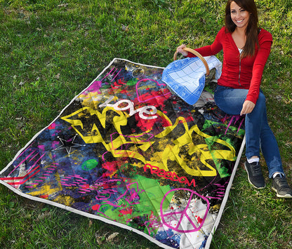 Love NYC Graffiti Print Quilt