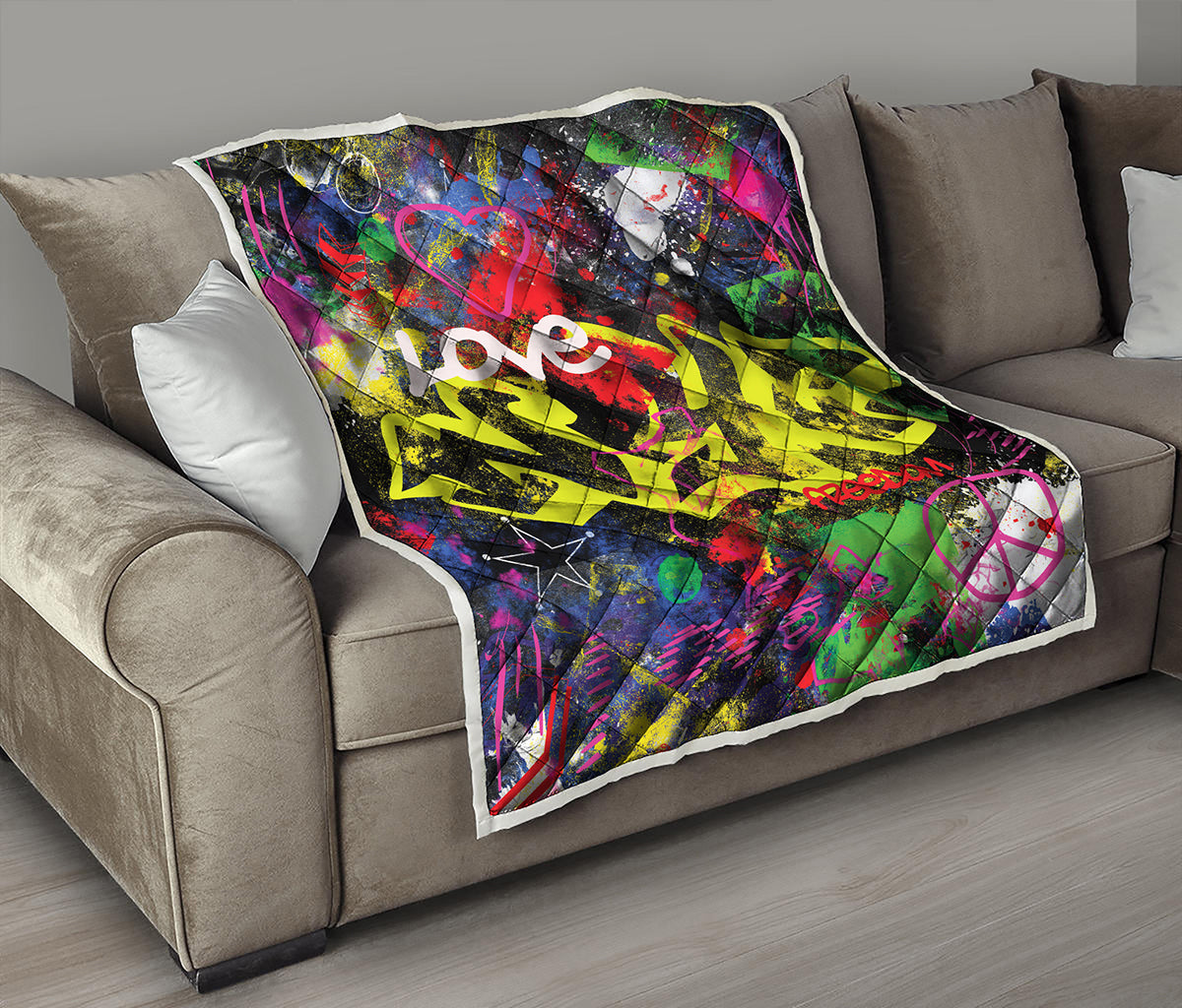 Love NYC Graffiti Print Quilt