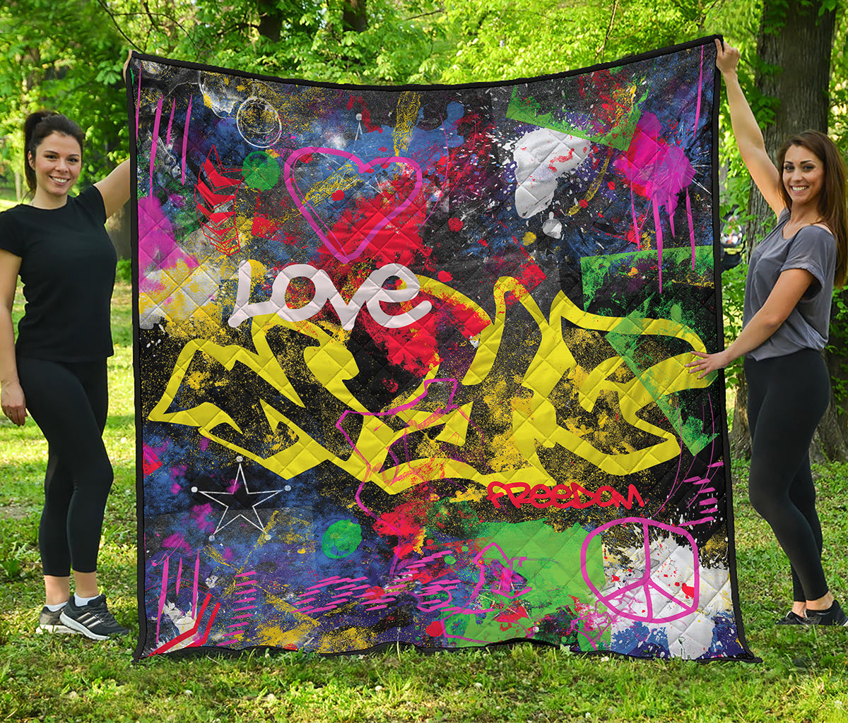 Love NYC Graffiti Print Quilt