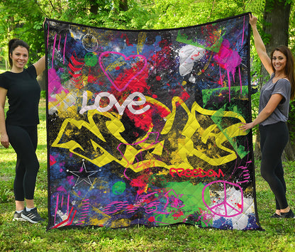 Love NYC Graffiti Print Quilt