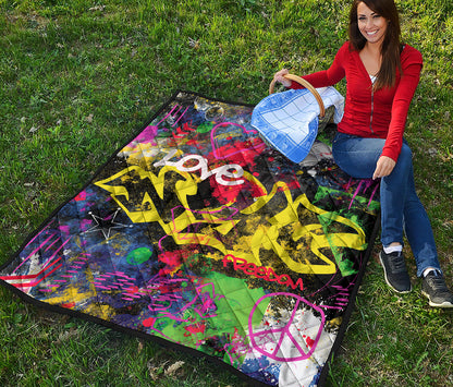 Love NYC Graffiti Print Quilt