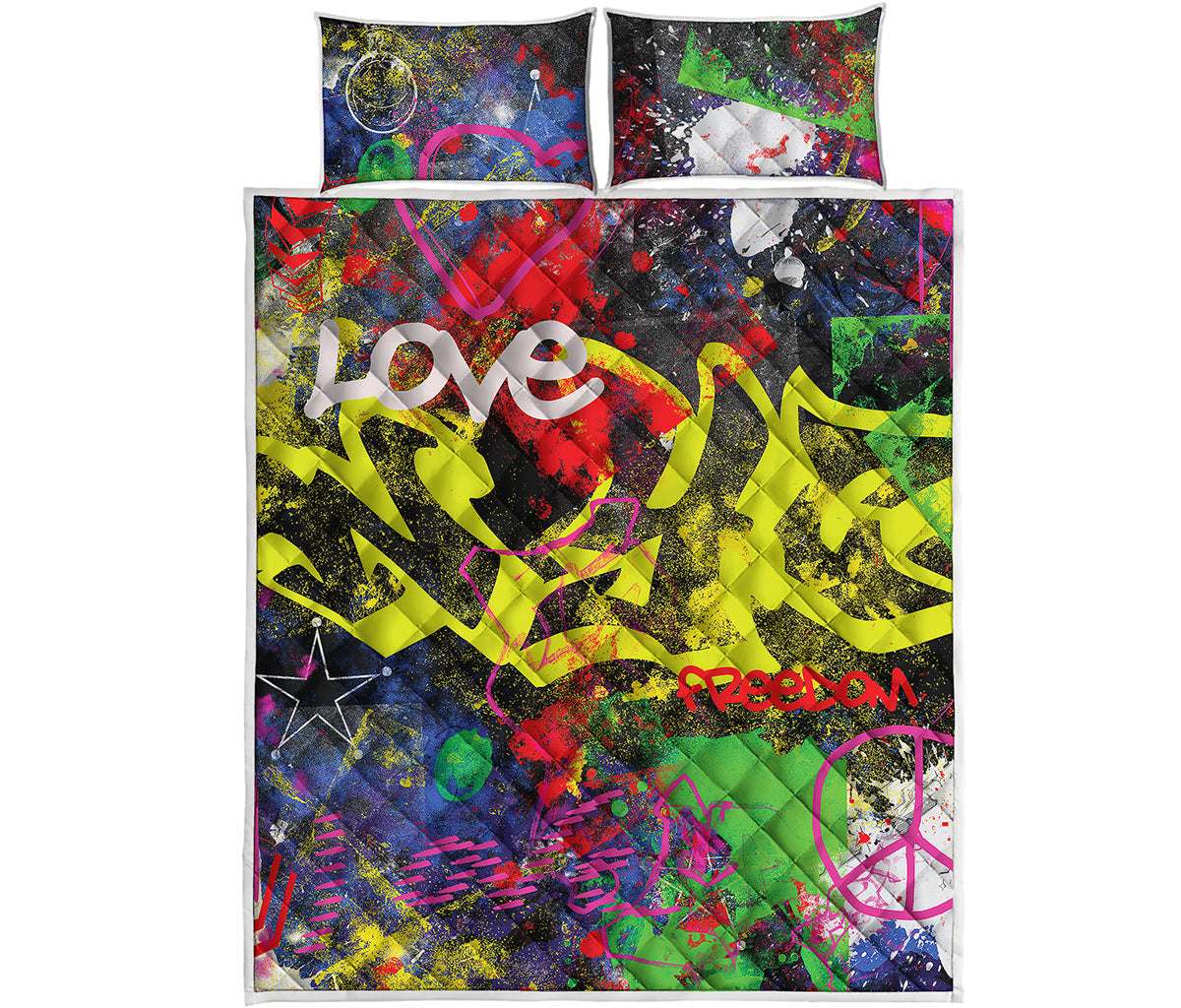 Love NYC Graffiti Print Quilt Bed Set