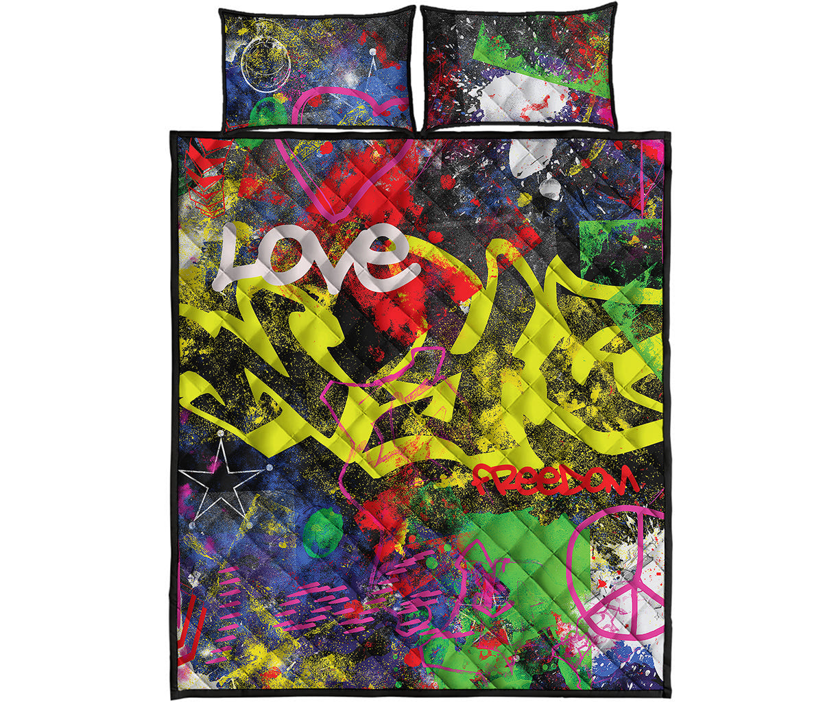 Love NYC Graffiti Print Quilt Bed Set