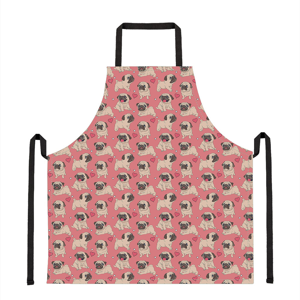 Love Pug Pattern Print Apron