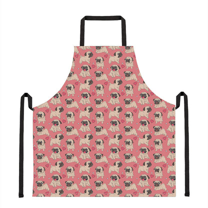 Love Pug Pattern Print Apron