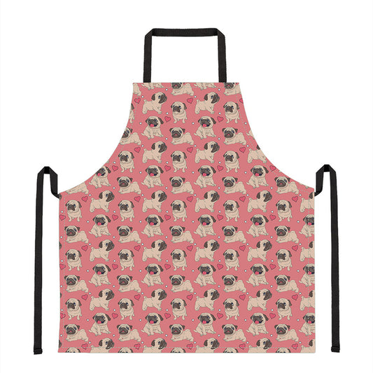 Love Pug Pattern Print Apron