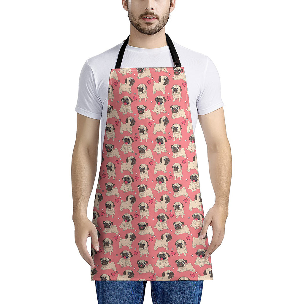 Love Pug Pattern Print Apron