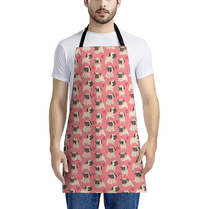 Love Pug Pattern Print Apron