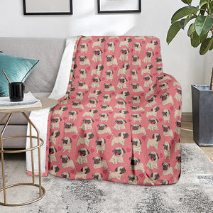 Love Pug Pattern Print Blanket