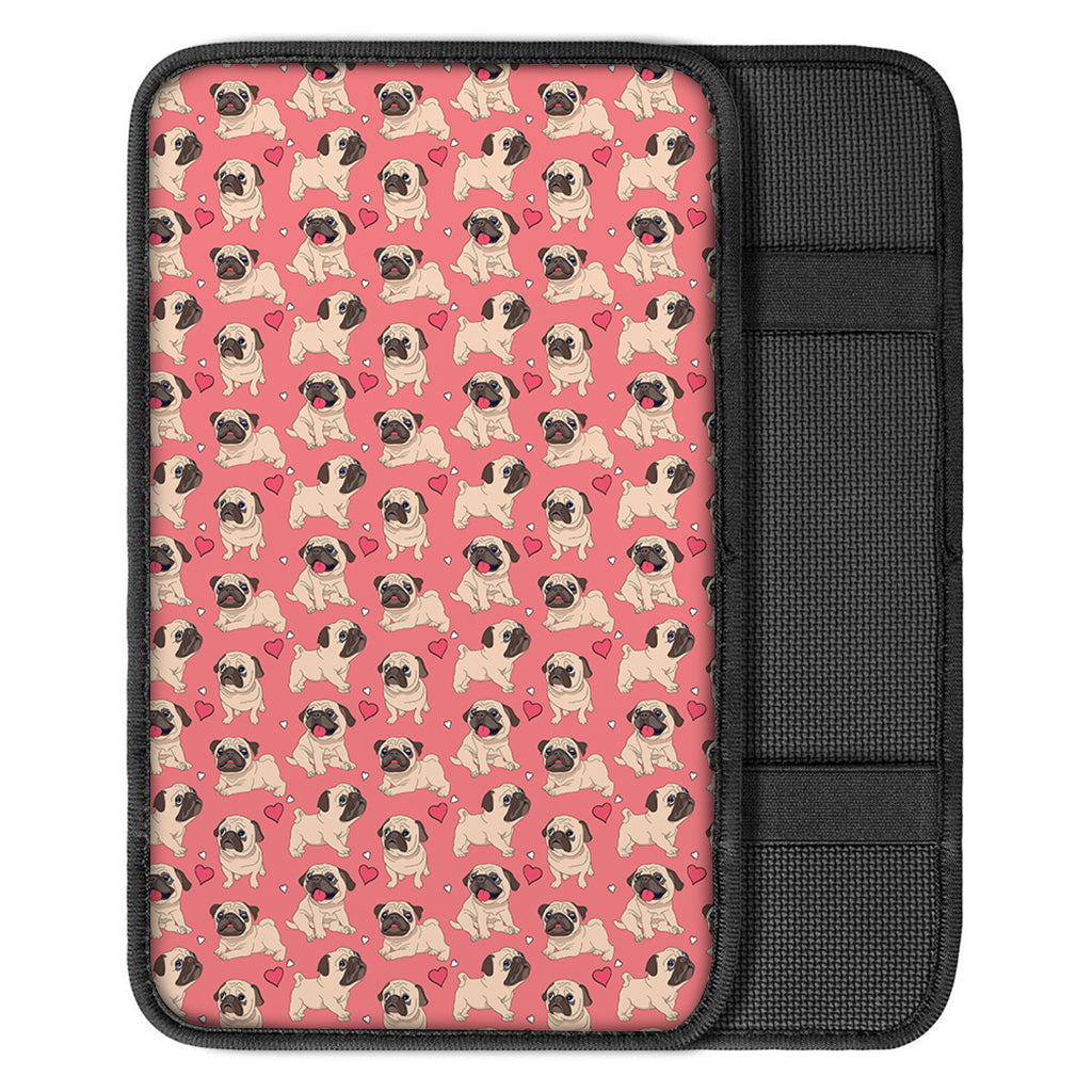 Love Pug Pattern Print Car Center Console Cover