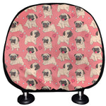 Love Pug Pattern Print Car Headrest Covers