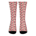 Love Pug Pattern Print Crew Socks