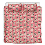 Love Pug Pattern Print Duvet Cover Bedding Set