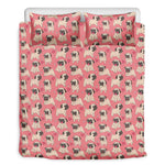 Love Pug Pattern Print Duvet Cover Bedding Set