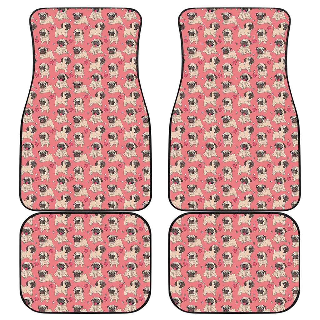 Love Pug Pattern Print Front and Back Car Floor Mats