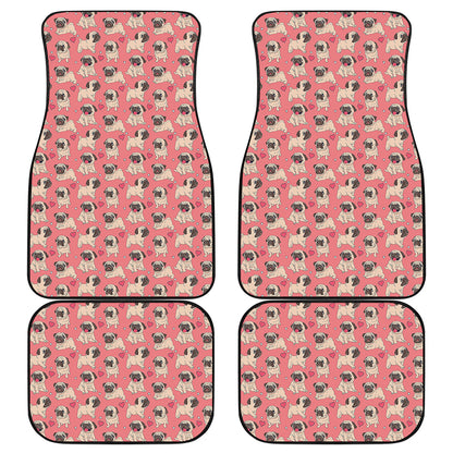 Love Pug Pattern Print Front and Back Car Floor Mats