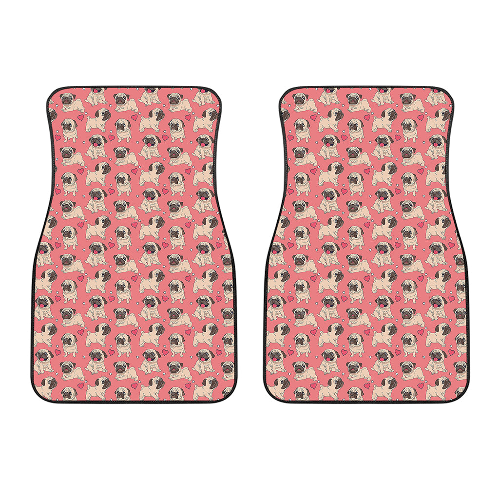 Love Pug Pattern Print Front Car Floor Mats