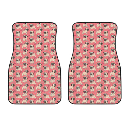 Love Pug Pattern Print Front Car Floor Mats