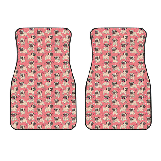 Love Pug Pattern Print Front Car Floor Mats