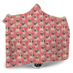 Love Pug Pattern Print Hooded Blanket