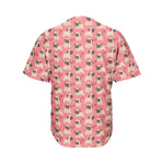 Love Pug Pattern Print Men's Baseball Jersey